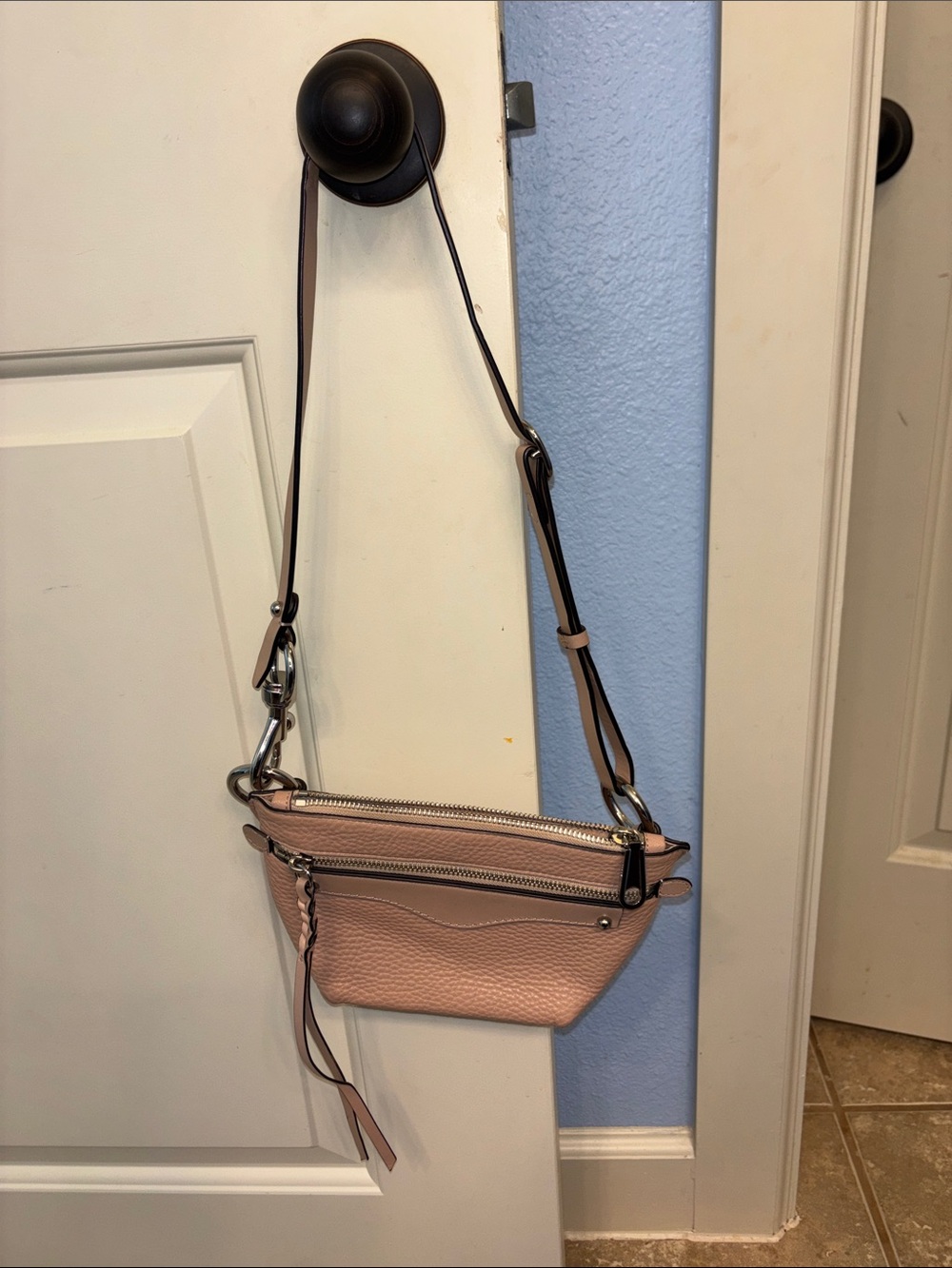 Rebecca Minkoff Blush Pink Pebbled Leather Crossbody belt bag